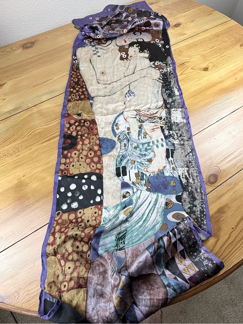 Gustav Klimt Lavender Silk Scarf The Three Ages of Woman